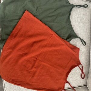 Time and Tru Dark Orange and Green Tank Tops